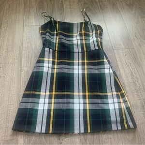 Aritzia Wilfred Green Mini Checkered Plaid Dress